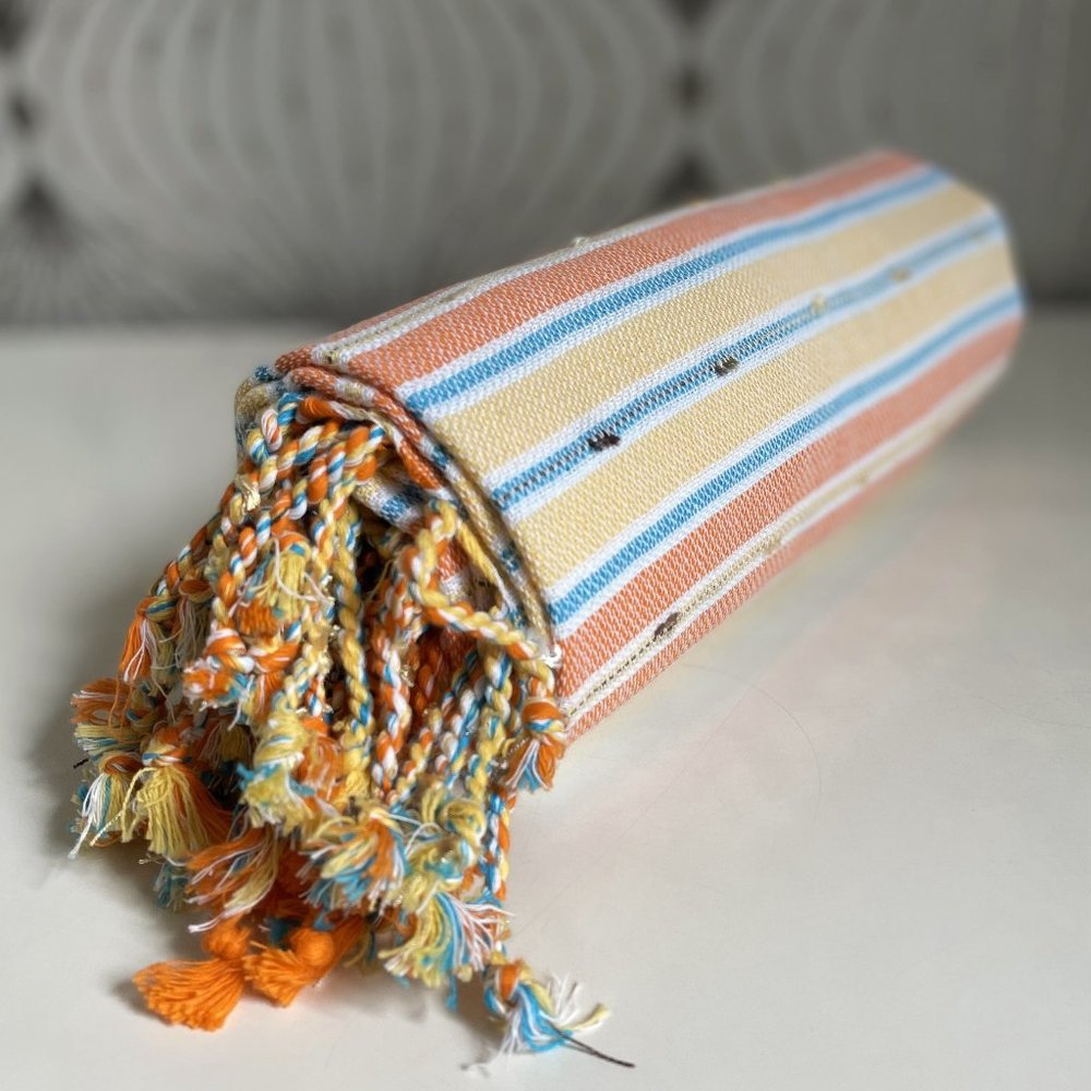 Sand Free Bohemian Orange Yellow Turkish Towels - Boho Beach Bath Towel